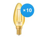 Mehrfachpackung 10x Ledvance Vintage 1906 LED E14 Kerze Gold 1.5W 120lm - 824 Extra Warmweiß | Ersatz für 15W Mehrfachpackung 10x Ledvance Vintage 1906 LED E14 Kerze Gold 1.5W 120lm - 824 Extra Warmweiß | Ersatz für 15W