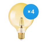 Mehrfachpackung 4x Ledvance Vintage 1906 LED E27 Kugel Gold 4W 410lm - 824 Extra Warmweiß | Ersatz für 40W Mehrfachpackung 4x Ledvance Vintage 1906 LED E27 Kugel Gold 4W 410lm - 824 Extra Warmweiß | Ersatz für 40W