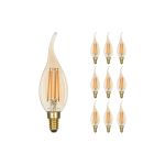 Mehrfachpackung 10x Noxion Lucent LED E14 Gebogen-tip Kerze Fadenlampe Messing 4.1W 350lm - 822 Extra Warmweiß | Dimmbar - Ersatz für 40W Mehrfachpackung 10x Noxion Lucent LED E14 Gebogen-tip Kerze Fadenlampe Messing 4.1W 350lm - 822 Extra Warmweiß | Dimmbar - Ersatz für 40W