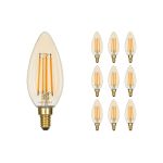 Mehrfachpackung 10x Noxion Lucent LED E14 Kerze Fadenlampe Messing 4.1W 350lm - 822 Extra Warmweiß | Dimmbar - Ersatz für 40W Mehrfachpackung 10x Noxion Lucent LED E14 Kerze Fadenlampe Messing 4.1W 350lm - 822 Extra Warmweiß | Dimmbar - Ersatz für 40W