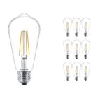 Mehrfachpackung 10x Philips klassisch LEDbulb E27 Edison 7W 827 Klar | Ersatz für 60W