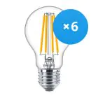 Mehrfachpackung 6x Philips klassisch LEDbulb E27 A60 10.5 827 Fadenlampe | Extra Warmweiß - Ersatz für 100W